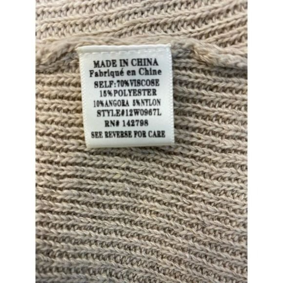 Loveriche V-Neck Oversized Beige Sweater with Rust Faux Fur Cuffs Size Small NWT - Picture 6 of 7